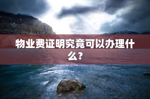 物业费证明究竟可以办理什么？