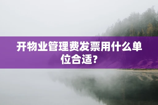 开物业管理费发票用什么单位合适？