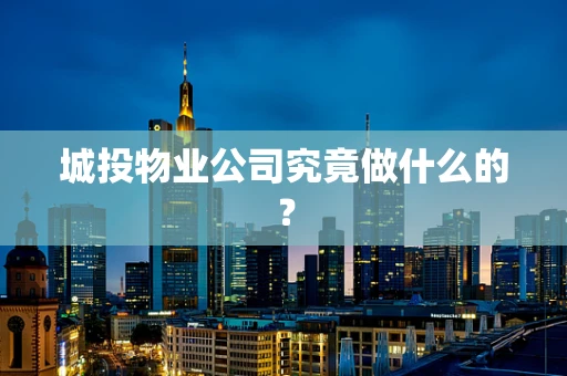 城投物业公司究竟做什么的？