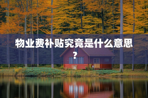 物业费补贴究竟是什么意思？