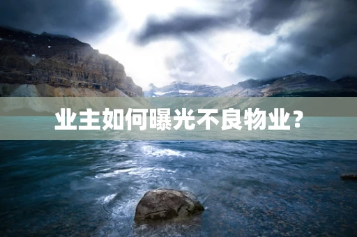 业主如何曝光不良物业？