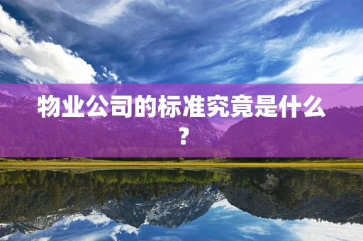 物业公司的标准究竟是什么？