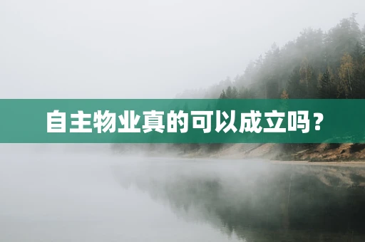 自主物业真的可以成立吗？