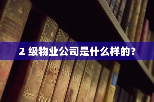 2 级物业公司是什么样的？